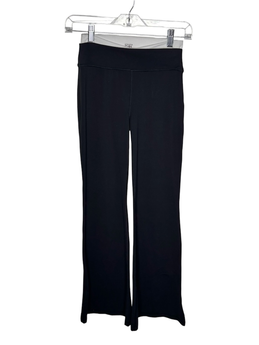 Athleta Girl Transcend Crossover Ultra Flare Black Legging White Waistband XL/14